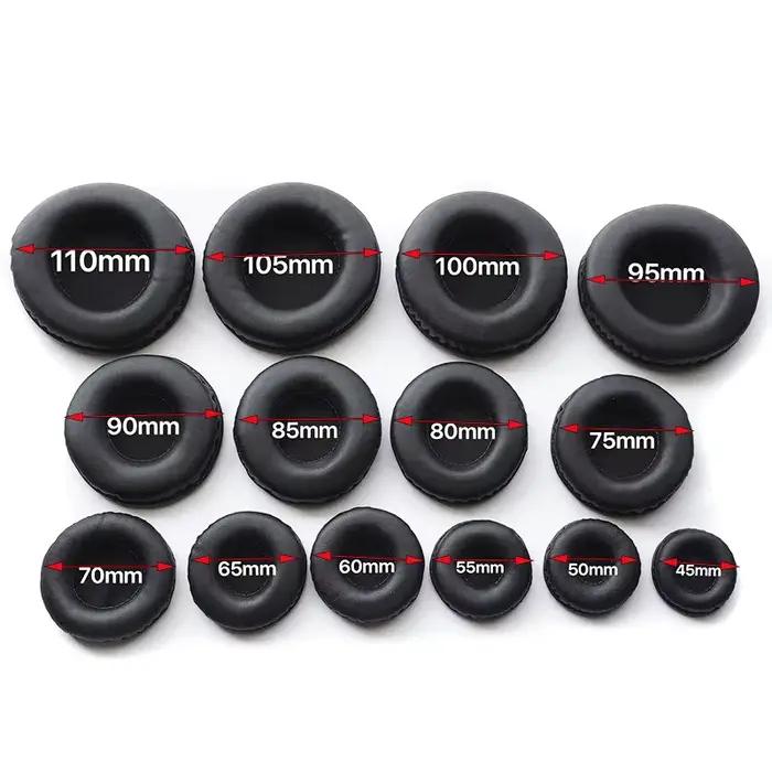 Coussinets d'oreille en mousse de cuir éponge pour casque, housses de coussin, 40mm, 50mm, 55mm, 60m