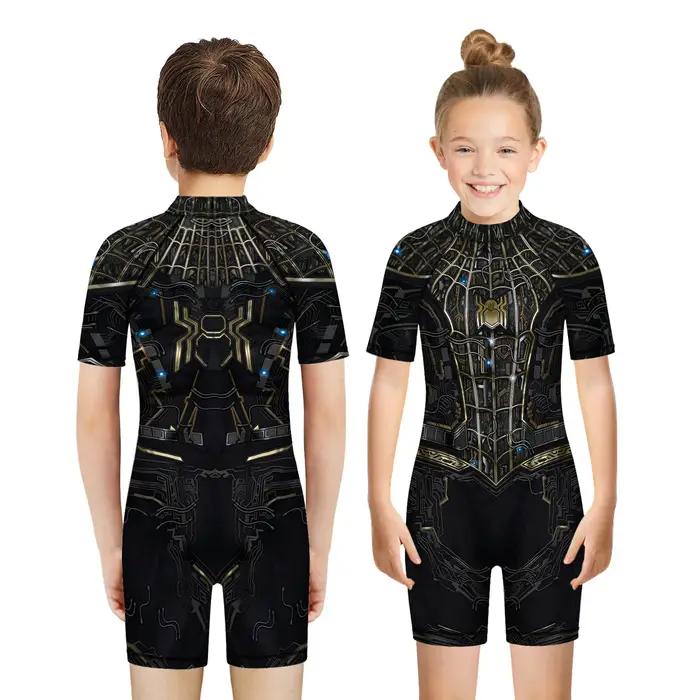 Maillot de bain enfant super-héros 3D - Combishort à manches courtes pour garçons et filles