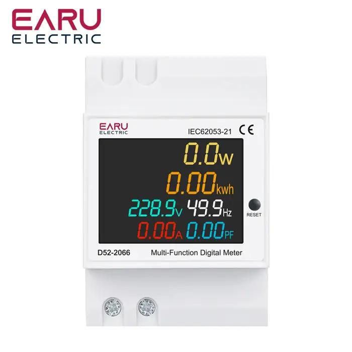 Moniteur AC sur rail DIN 6 en 1 110V 220V 380V 100A Tension Courant Facteur de puissance kWh actif C