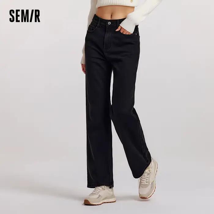 SEMIR-Jean Confortable à Jambes Larges pour Femme, Pantalon Effiloché, FjDenim, Nouvelle Collection