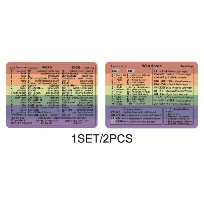 Autocollants de raccourci de clavier, Guide de référence rapide Windows + Word/Excel, autocollants d