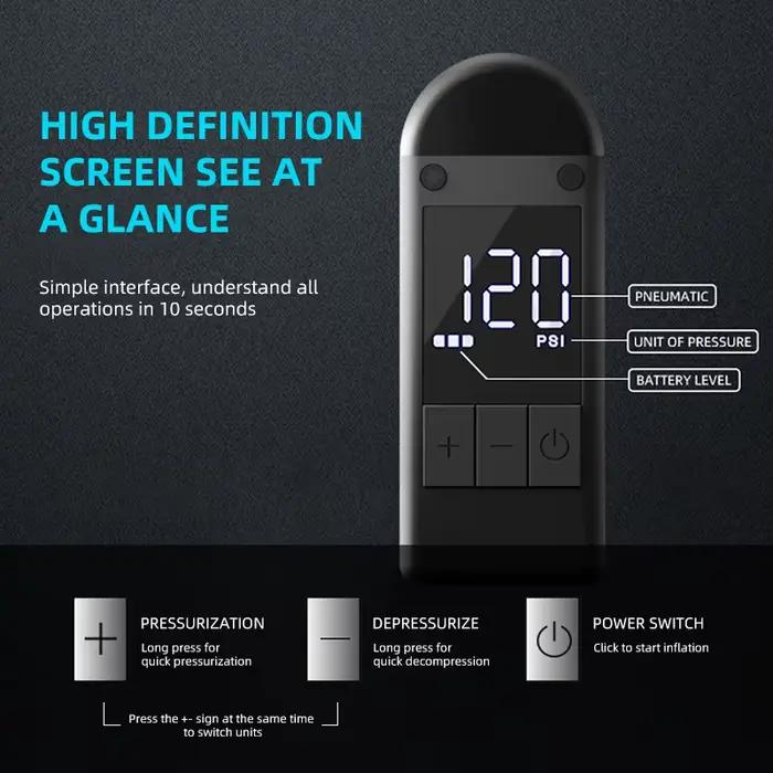 Pompe à vélo électrique portable en alliage CYCLAMI A2S 120 PSI 500 mAh, mini compresseur d'air rapi