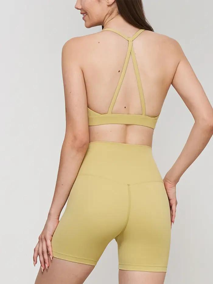 Ensemble de yoga femme 2024 gilet antichoc short taille haute respirant ajusté sexy pour yoga fitness activités sportives occasions spéciales