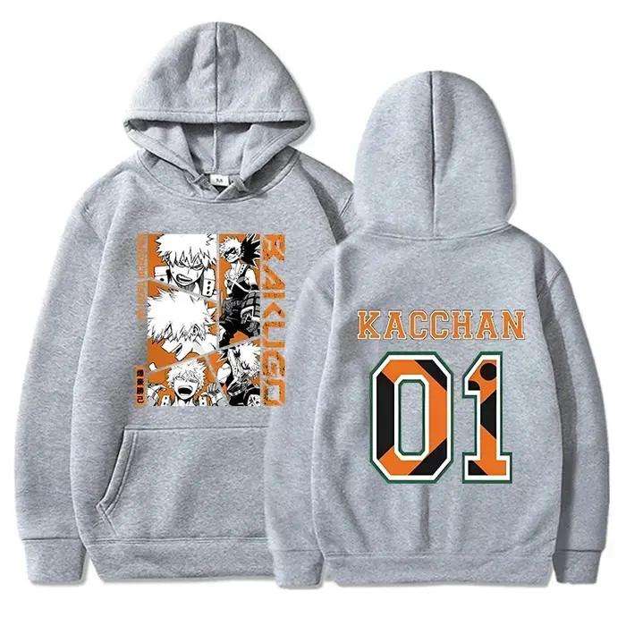 Sweats à capuche imprimés Anime Bakugou Katsuki pour hommes et femmes, pulls à la mode pour l'automn