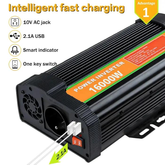Onduleur à onde sinusoïdale pure 1600W, convertisseur DC 12V à 110V AC, puissance Patricia 3000W, on