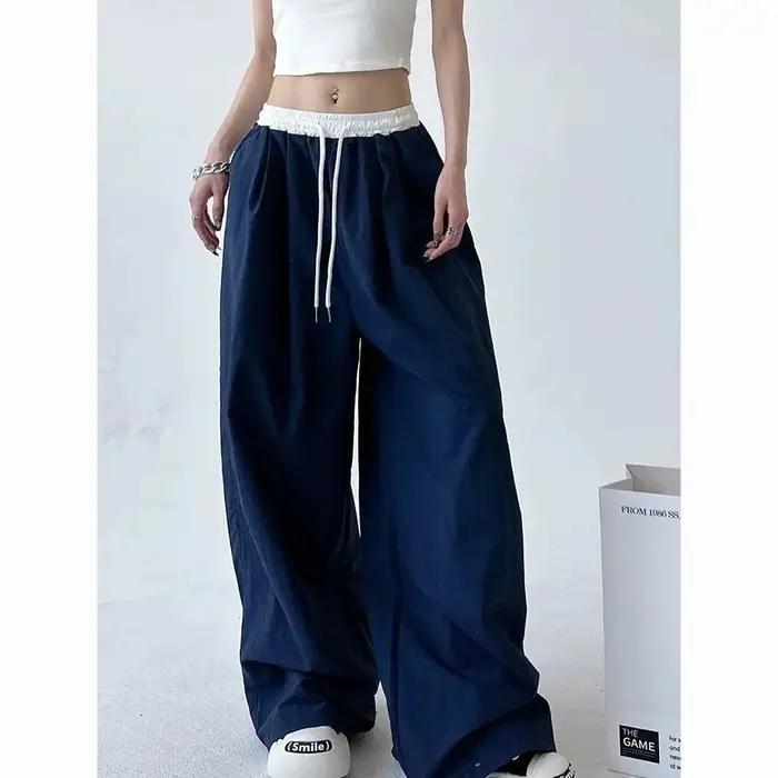 Pantalon à jambes larges pour femmes, avec cordon de serrage, gothique, Hip Hop, Cargo, chaud, assor