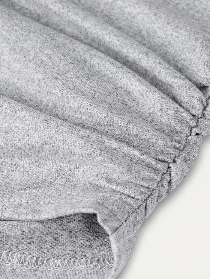 Ensemble 2 pièces en tricot gris pour filles – Haut court froncé à boutons sur le devant et pantalon