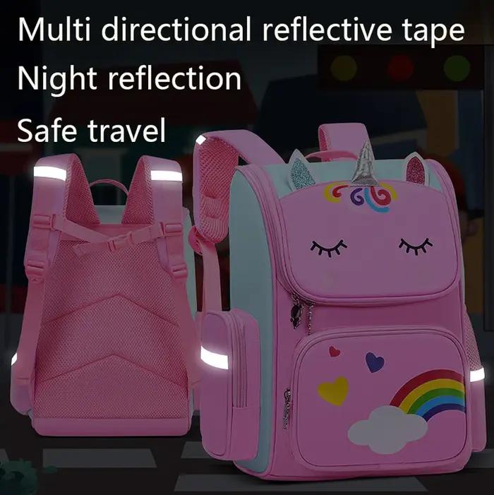 Sac à dos enfant pour fille licorne enfants Bookbag yeux arc-en-ciel sac d'école adolescente sac à d
