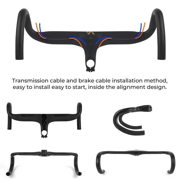BOLANY-Guidon intégré en alliage d'aluminium pour vélo de route, pièces de bicyclette, 420mm, SAP 02