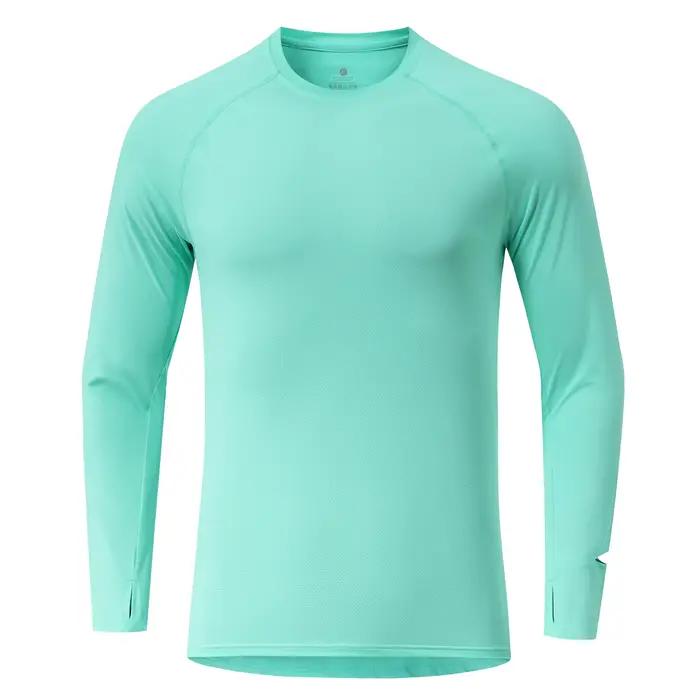 T-Shirt de course à manches longues pour hommes, haut d'entraînement Anti-UV, chemise d'entraînement