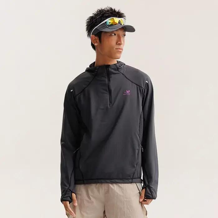 Sweat à capuche de sport en tissu hautement élastique pour hommes et femmes, léger, à séchage rapide