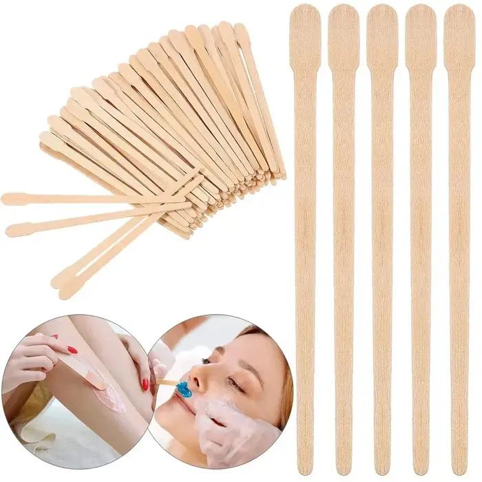 100 pièces femme en bois épilation bâton jetable épilation spatule cire bâtons bois visage sourcils