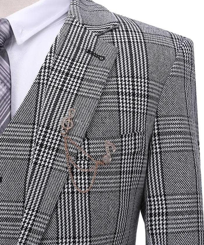 Costume formel 3 pièces pour hommes, coupe cintrée, châle à revers, Plaid en laine douce, Tuxedos gr