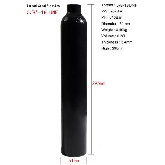 Bouteille d'Air ComTIFS HPA à Intervalles de CO2, en Aluminium Précieux, Valve Sochi, 0,38 L, 5/8-18