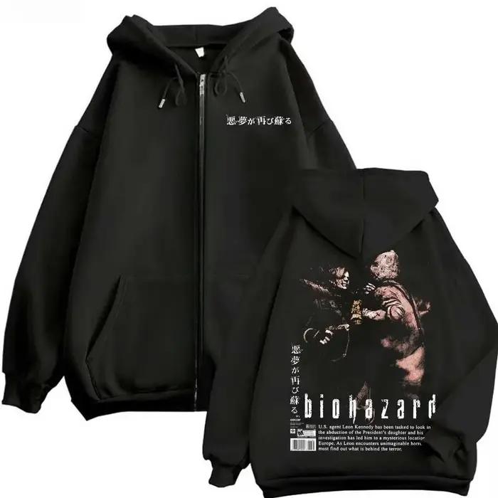Sweat à capuche imprimé Resident Evil pour homme et femme, confortable, style streetwear ample