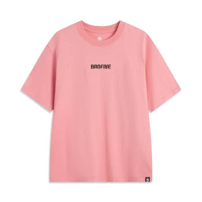 Li-Ning T-shirt BADFIVE pour hommes, 100% coton, coupe ample, confortable, décontracté, à manches co