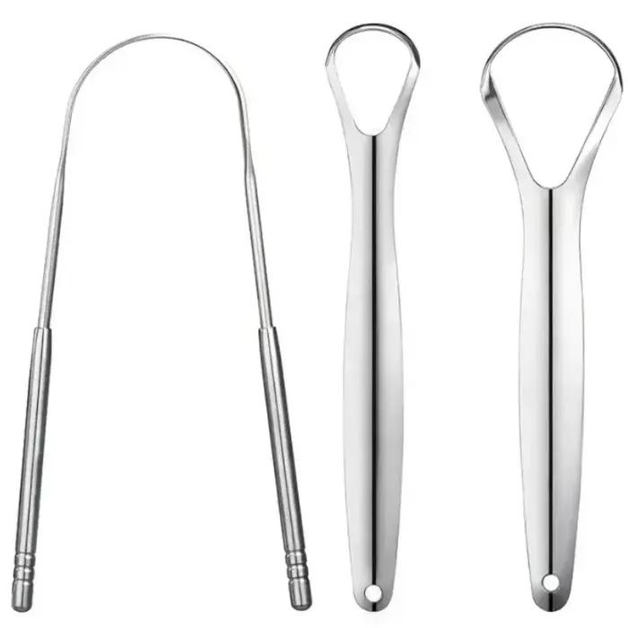 Grattoir à langue en métal Premium, 1 pièce/3 pièces, nettoyeur pour adultes et enfants, grattoirs à