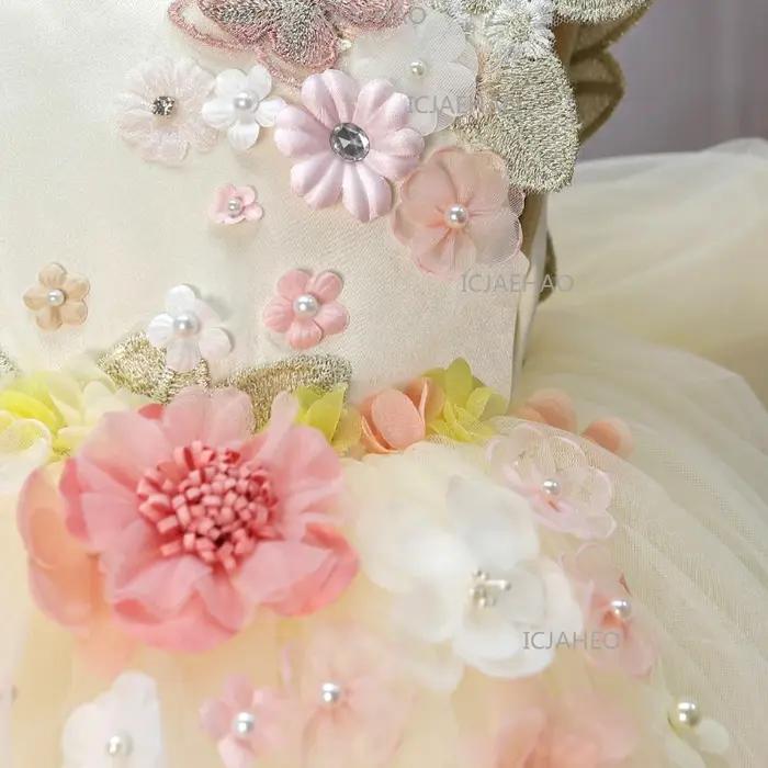 Nouvelle Robe de Princesse Faite à la Main avec Appliques pour Filles, Tenue de Cérémonie, d'Anniver