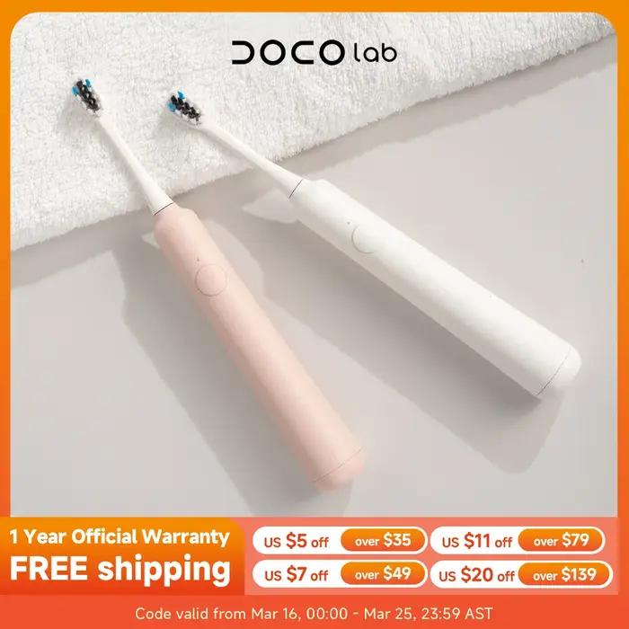 DOCOLAB brosse à dents électrique brosse à vibration sonique Mode 3 vitesses USB charge IPX7 étanche