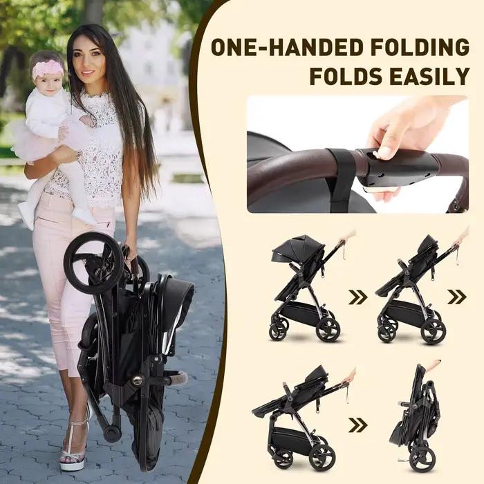Poussette bébé 3 en 1 landau Portable luxueux voyage landau haute paysage nouveau-né bébé poussette