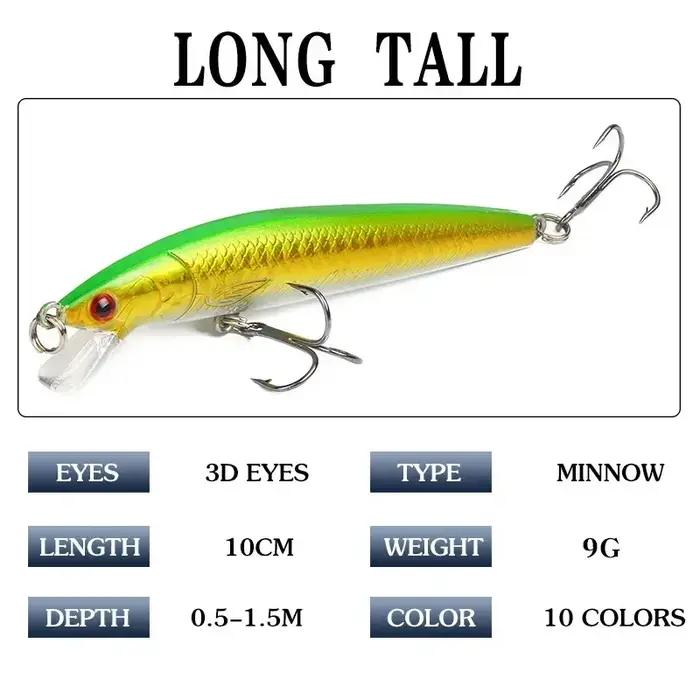 1 pièces leurres de pêche méné japonais flottant dur Bait95mm 7g appât artificiel Wobbler manivelle