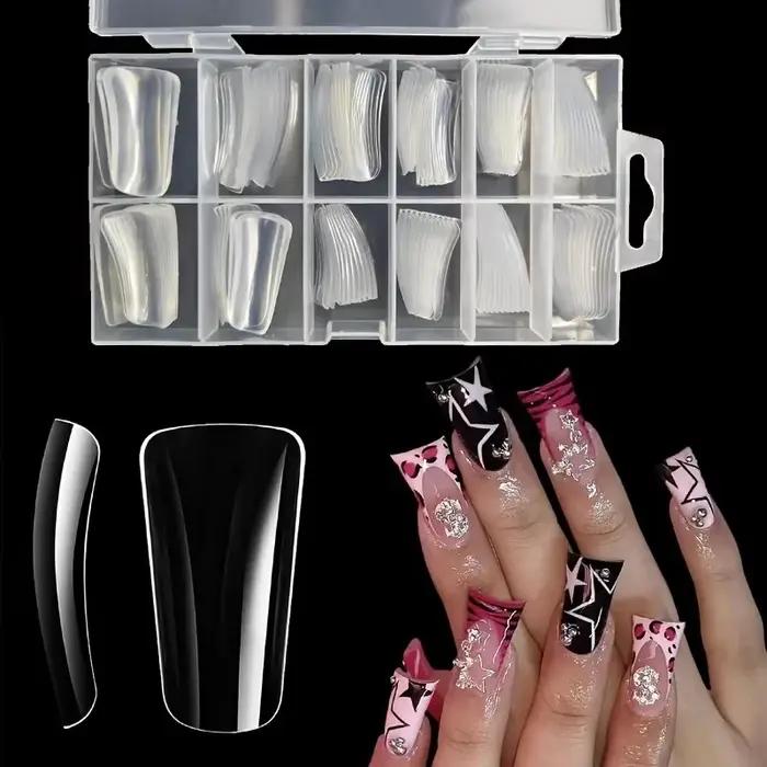 120 pièces de pointes d'ongles de canard de longueur moyenne, 12 tailles, en boîte, pointes d'ongles