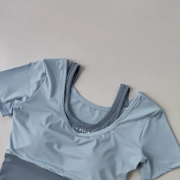 Haut de sport deux pièces pour femmes - Soutien-gorge intégré et respirant été