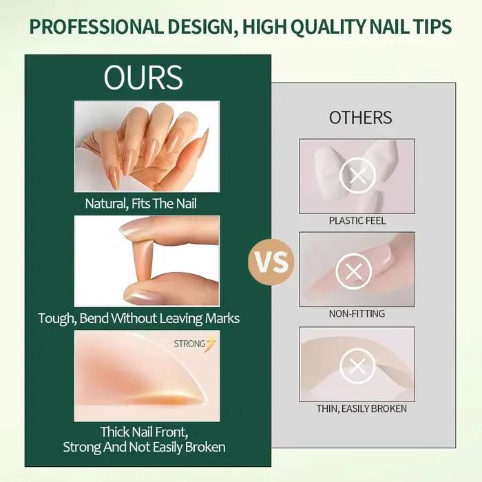 Nailpop 3-en-1 nu naturel doux ongles conseils ensemble 140 pièces tons de peau presse sur les ongle