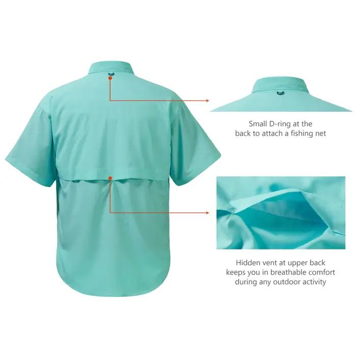 Bassdash – robe de pêche à manches courtes pour hommes, chemise tissée à boutons, pour l'extérieur,