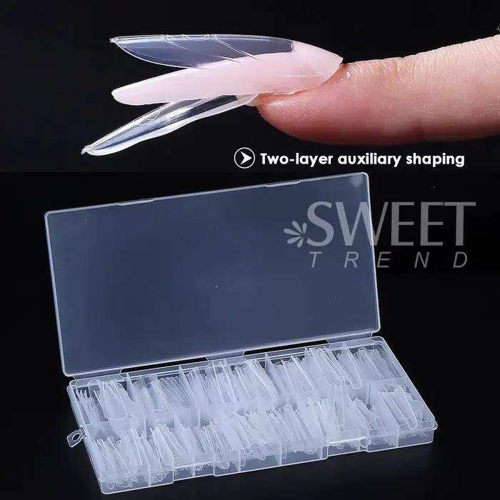 180 pièces nouveau Sandwich Extension d'ongle moule intercalaire double formes d'ongles facile à faç