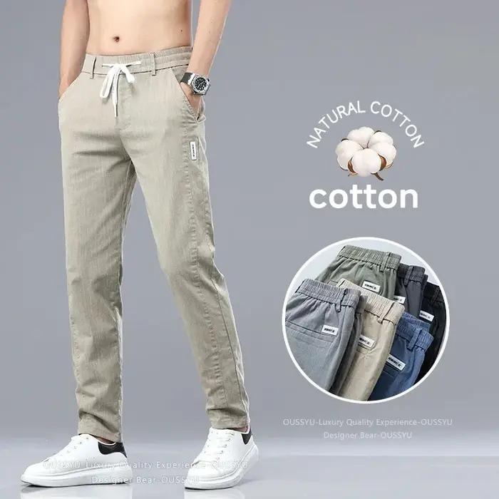 Pantalon Chino Cargo en Twill Taille Élastique Coton Classique Style Décontracté Habillé Occasions Spéciales Été 2026