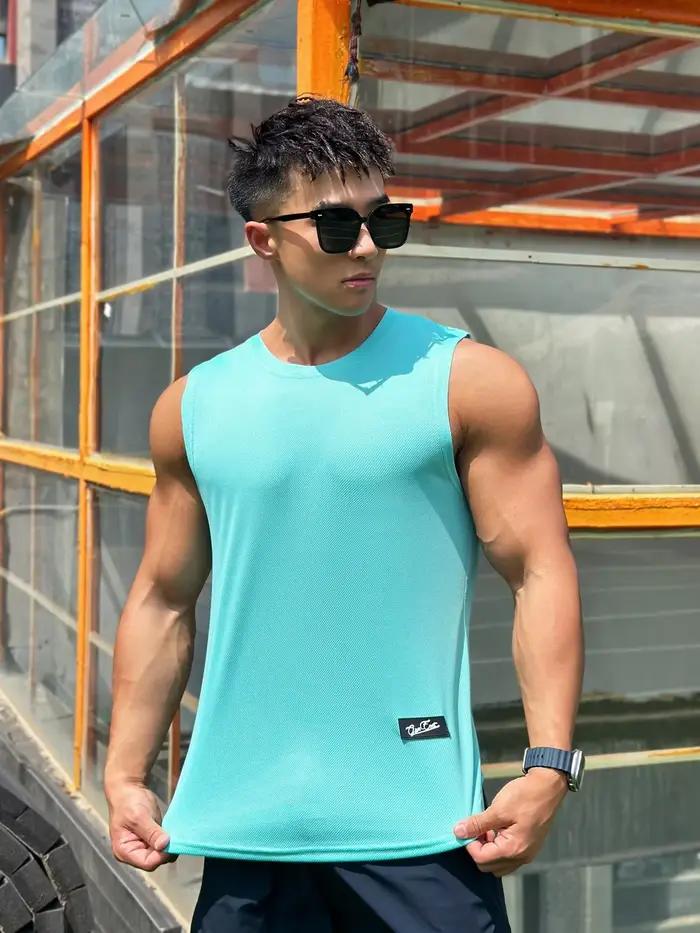 Débardeur de fitness sans manches pour hommes - maille respirante pour la musculation et le sport