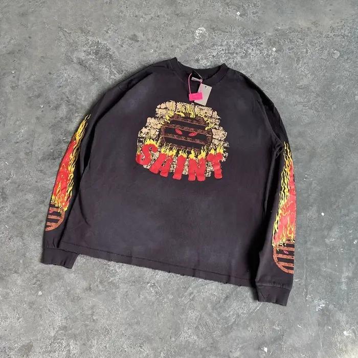 Yao mode SAINT OF Michael flamme graphiques imprimer décontracté Vintage Streetwear à manches longue