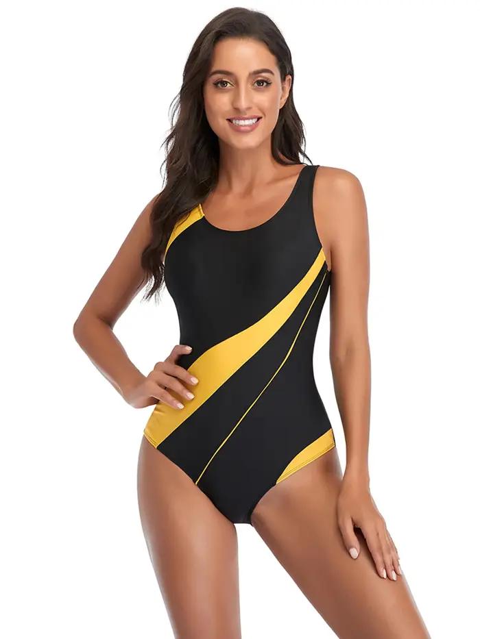 Maillot de bain une pièce dos nu imprimé rayé 2024 - Monokini professionnel grande taille