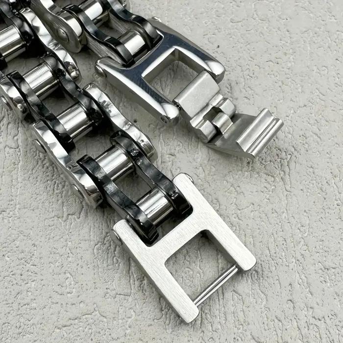 1 pièces Punk Rock acier inoxydable motard hommes Bracelet lien chaîne moto vélo vélo chaîne Bracele