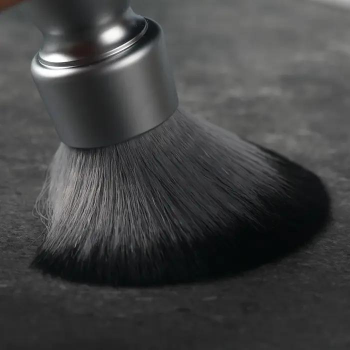YAQI – brosse de rasage pour hommes, poils synthétiques, poignée en métal lourd, loup en bois, nœud