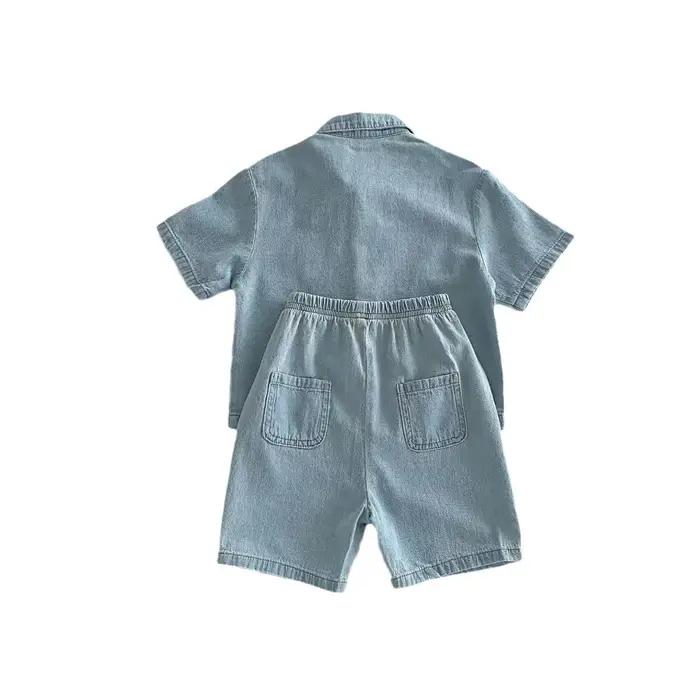 TZ2456 Ensemble de vêtements en jean pour enfants de style coréen, pantalon en jean à manches courte