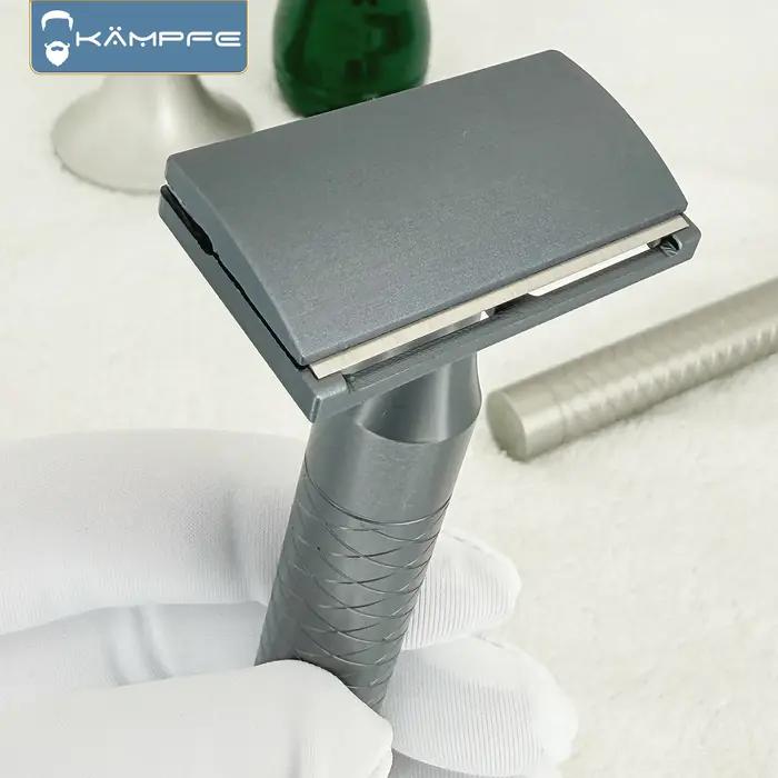 Rasoir de sécurité KAMPFE CNC en alliage d'aluminium usiné avec précision, rasoir agressif simple fa