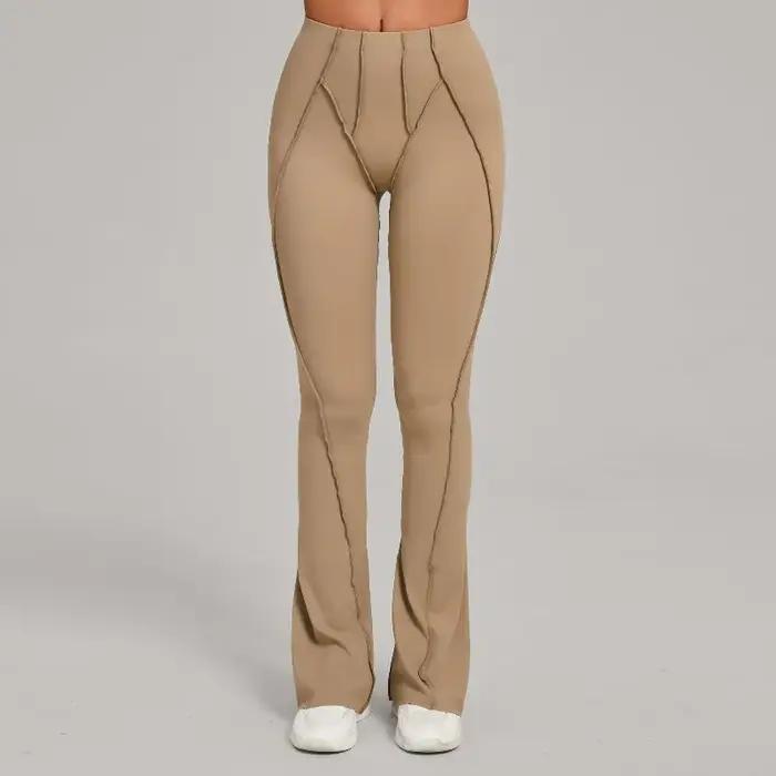 Pantalon évasé de Yoga pour femmes, jambes larges, moulant, levage des hanches, danse, taille haute,