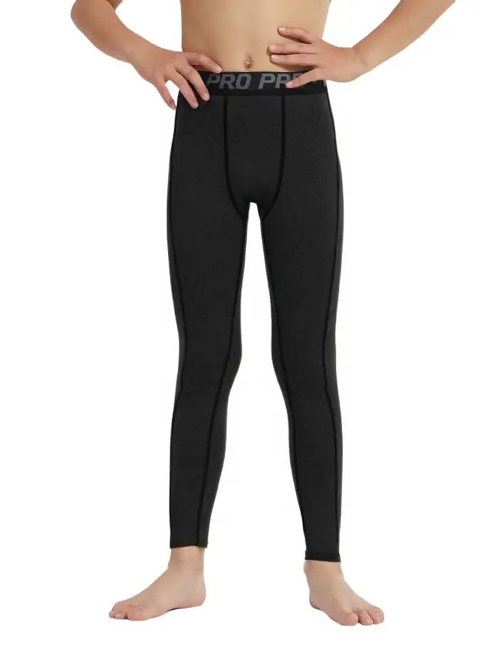 Leggings de Compression pour jeunes garçons, collants d'entraînement athlétique, de course, de sport