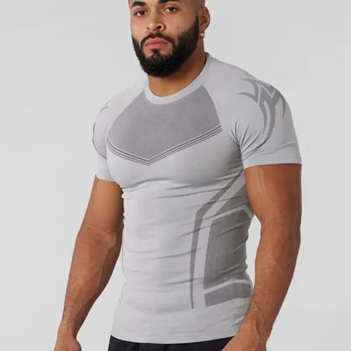 T-shirt compression homme 2025 séchage rapide - Vêtement fitness cyclisme course entraînement