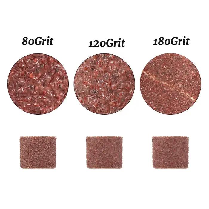 11/102 pièces Kit de tambour de ponçage grain # 80 # 120 # Bande de ponçage 180 pour manchons Dremel