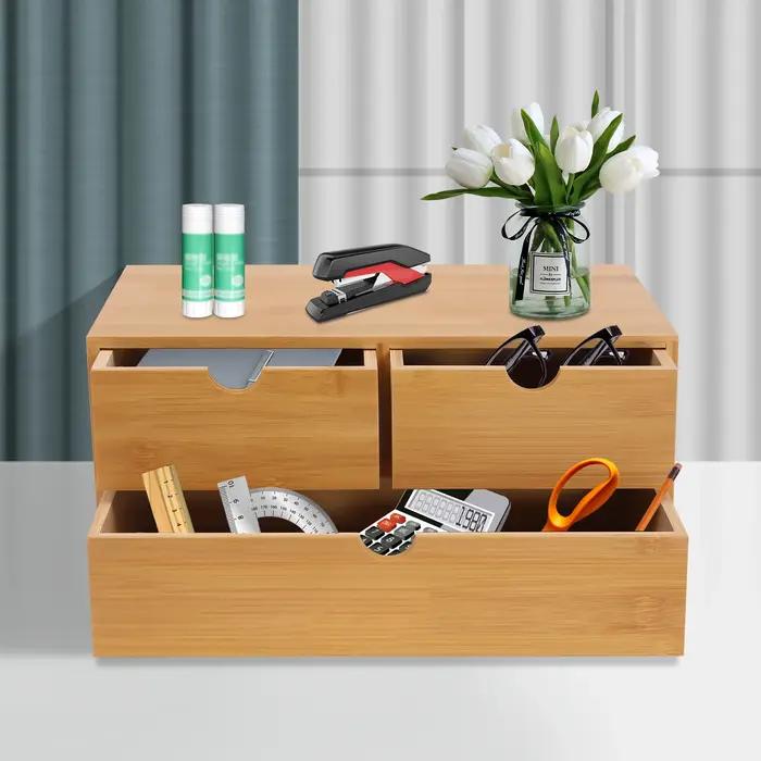 Evalu-brittop-Mini Bureau en Bambou, Boîte de Rangement MELStorage w/ 3 Brocommuniste de proximité