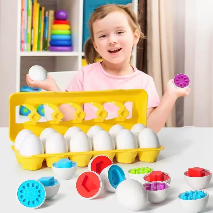 Oeufs vis 3D Puzzle Montessori apprentissage éducation mathématiques jouets enfants forme Match jeu