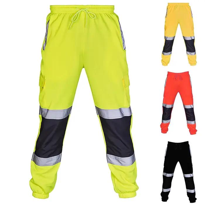 Pantalons de sécurité pour hommes haute visibilité avec bandes réfléchissantes pour travaux de nuit et maintenance routière