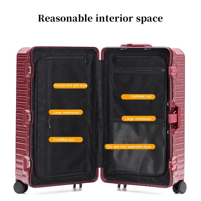 Valise à poignée large valise de voyage hommes 20 24 26 bagage à main femmes PC cadre en aluminium b