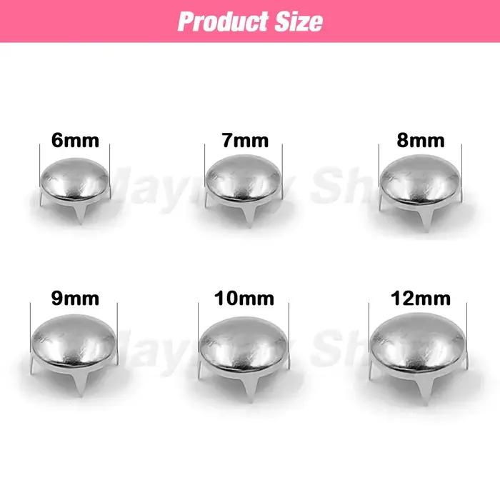Rivets à quatre griffes 6-12mm, 100 pièces, goujons à pointes rondes, Rivets pyramidaux pour l'artis