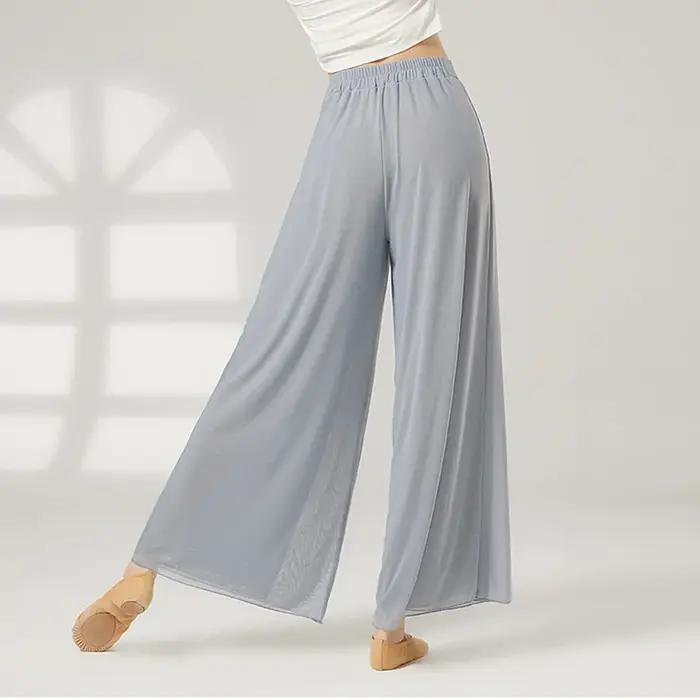 Pantalon de danse moderne maille jambes larges - Vêtement danse classique taille haute femme