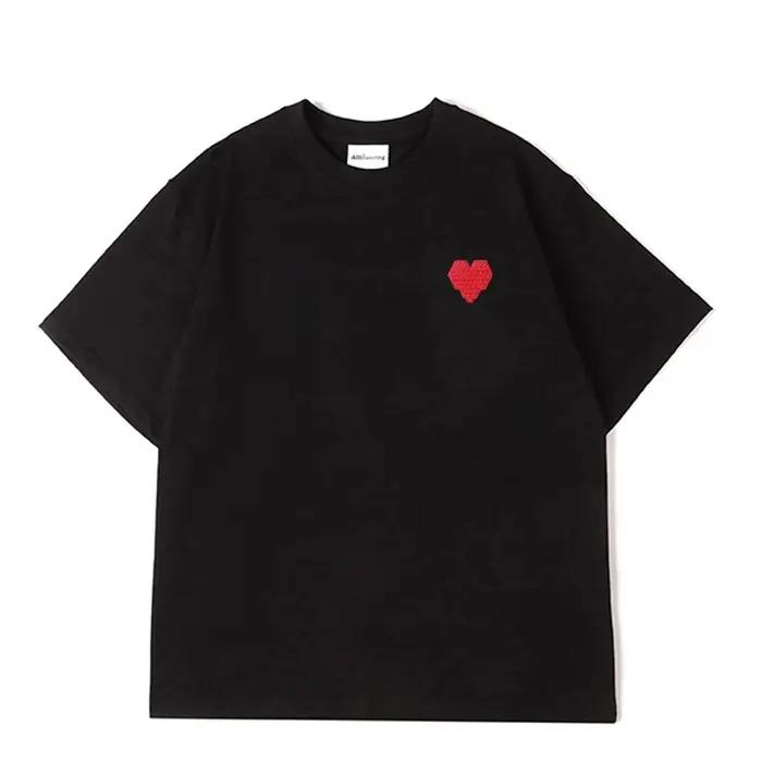 AMI AMORING nouveau en forme de coeur une broderie décontracté coton coupe ample hommes et femmes haut à manches courtes
