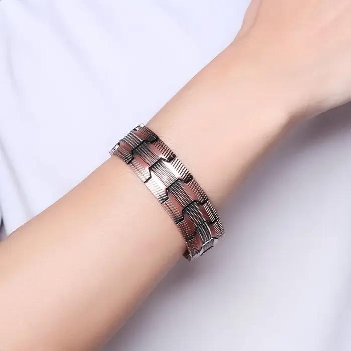 ARADOO Bracelet en cuivre pur pour hommes 3500 Gauss 3X Bracelets à maillons de thérapie magnétique